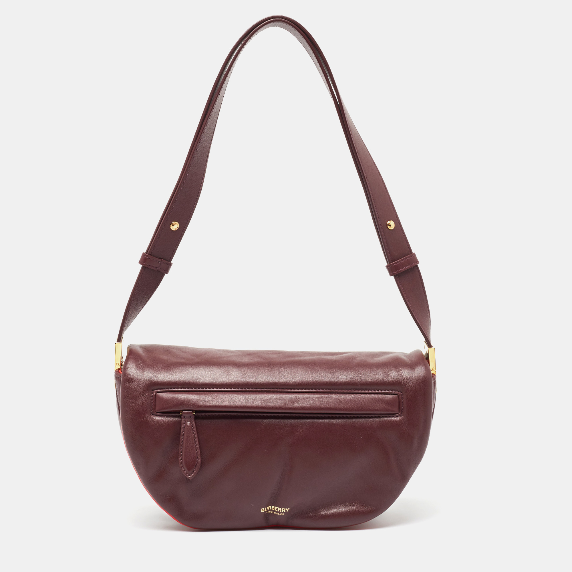 

Burberry Maroon Leather Small Olympia Shoulder Bag, Burgundy