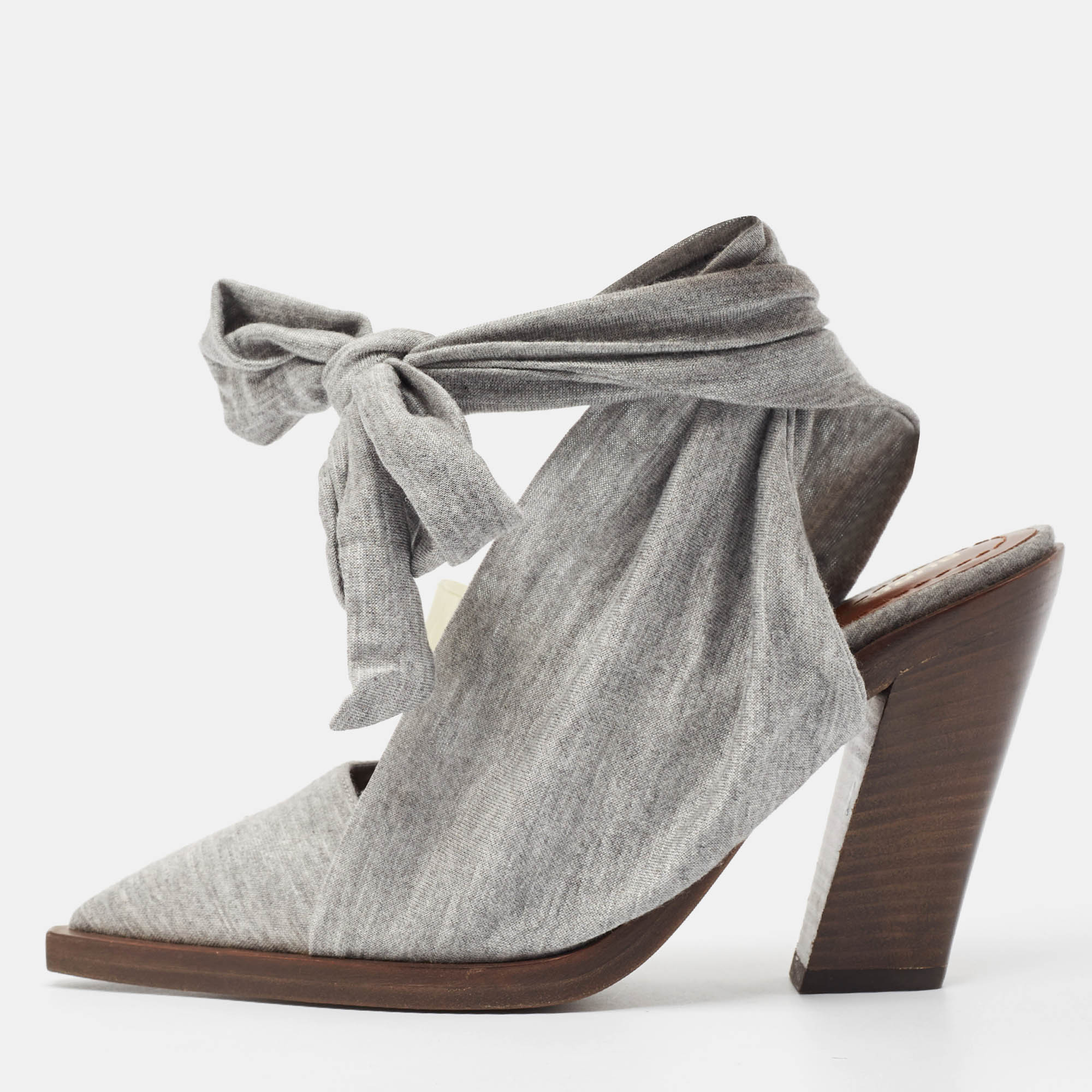 

Burberry Grey Fabric Mule Sandals Size