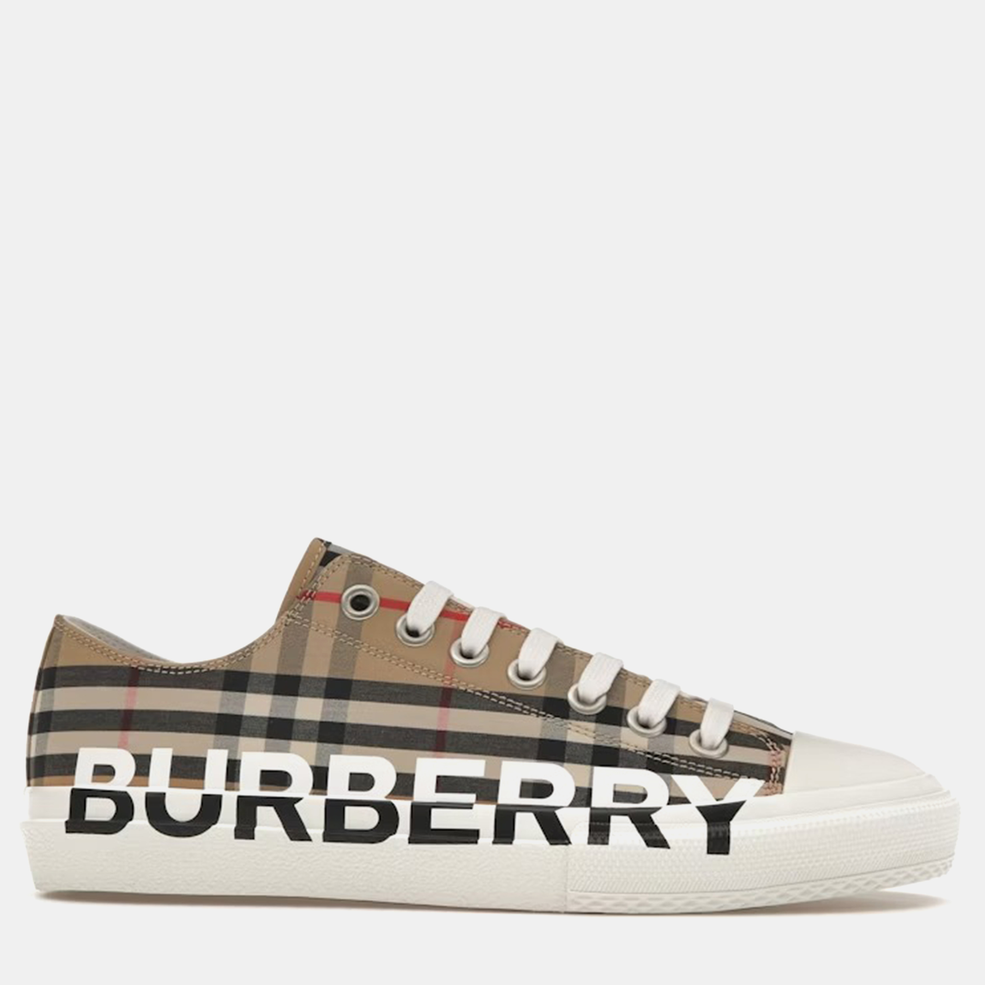 

Burberry Logo Print Cotton Check Vintage Sneaker, Brown