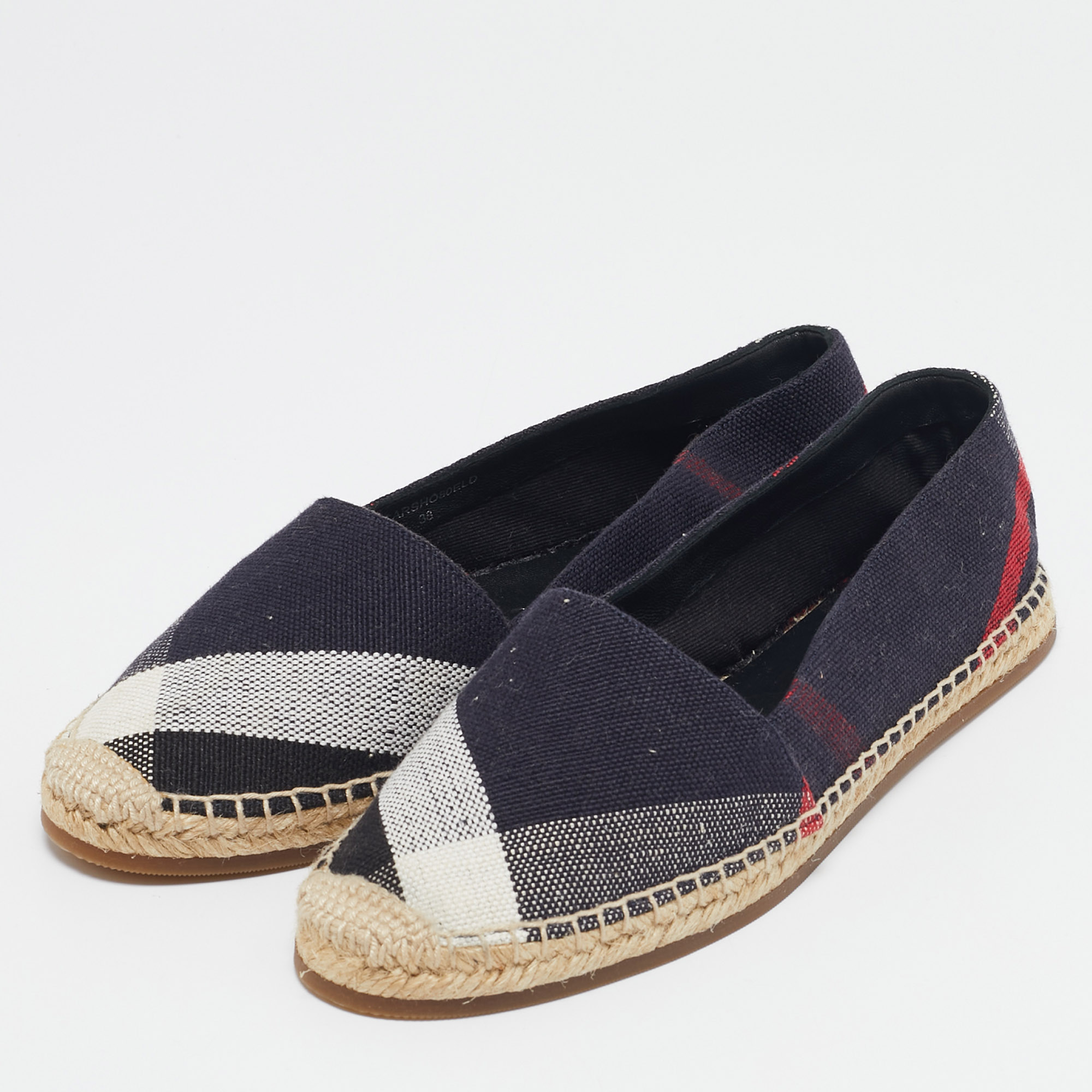 Burberry Multicolor Canvas Hodgeson Espadrille Flats Size 38 