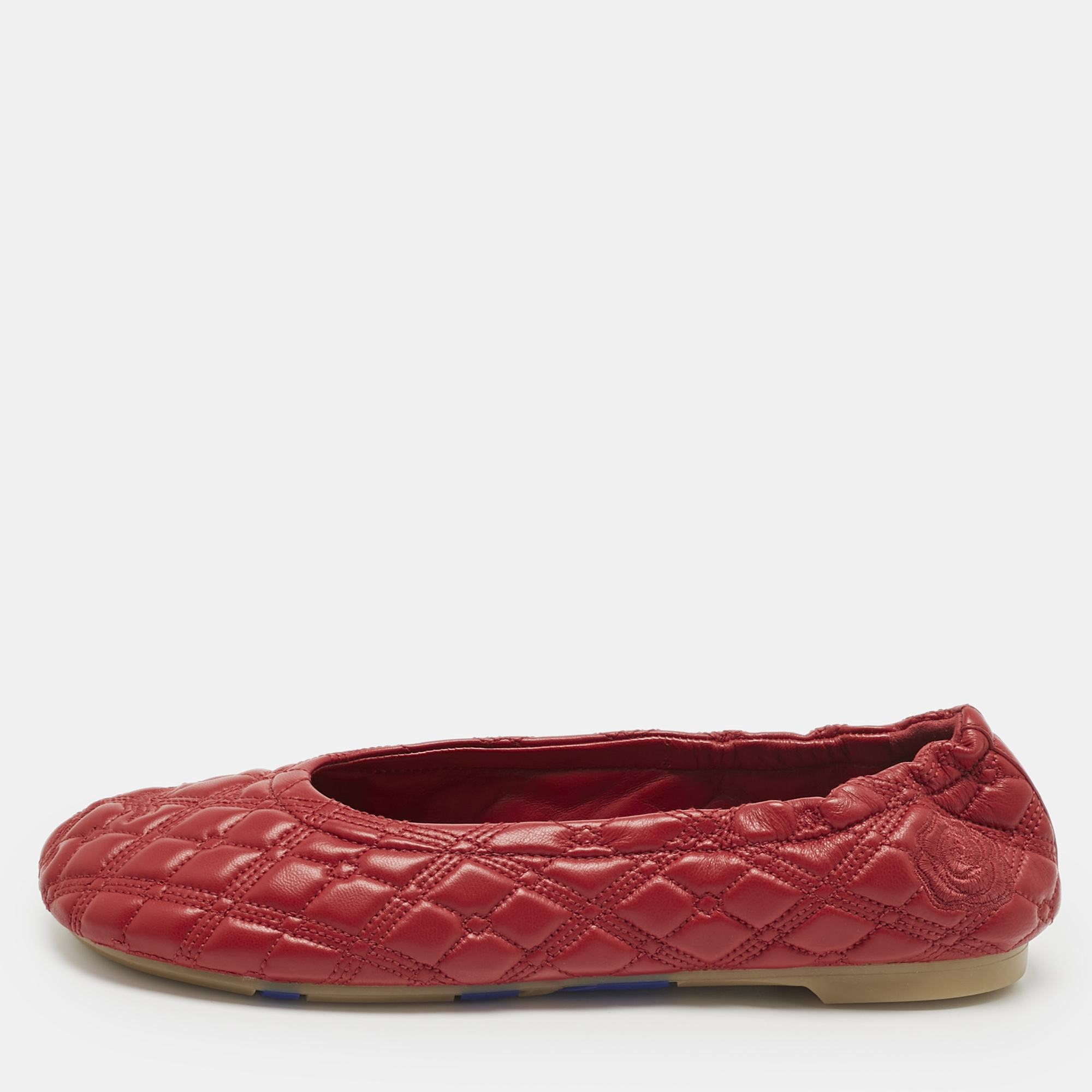 Burberry Burgundy Leather Saddler Ballet Flats Size 37
