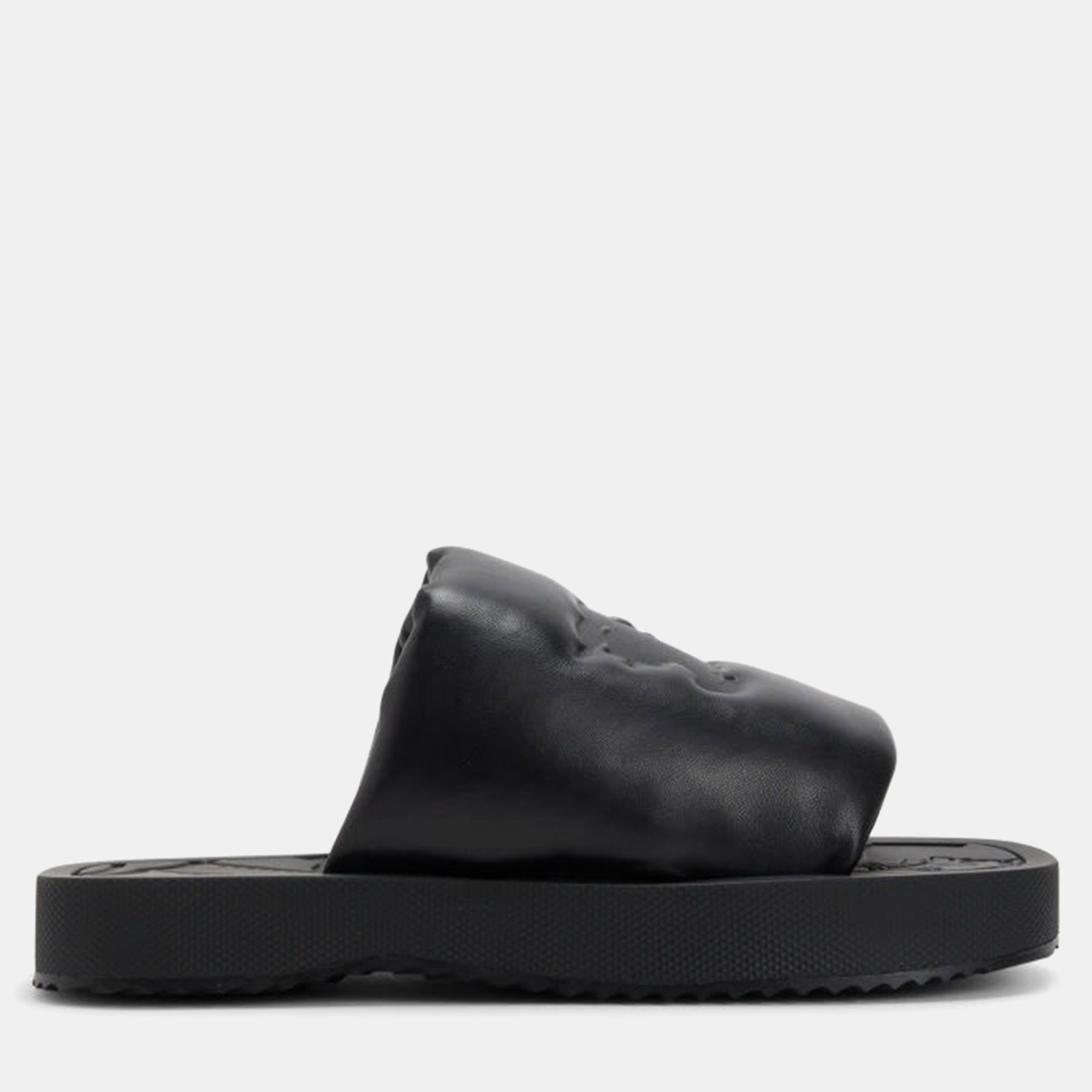 

Burberry A Lf Knight Slab Black Leather Slider