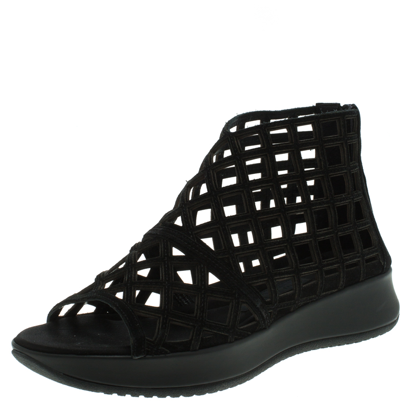 Pre Owned Burberry Prorsum Black Suede Cage Platform Sandals Size 39