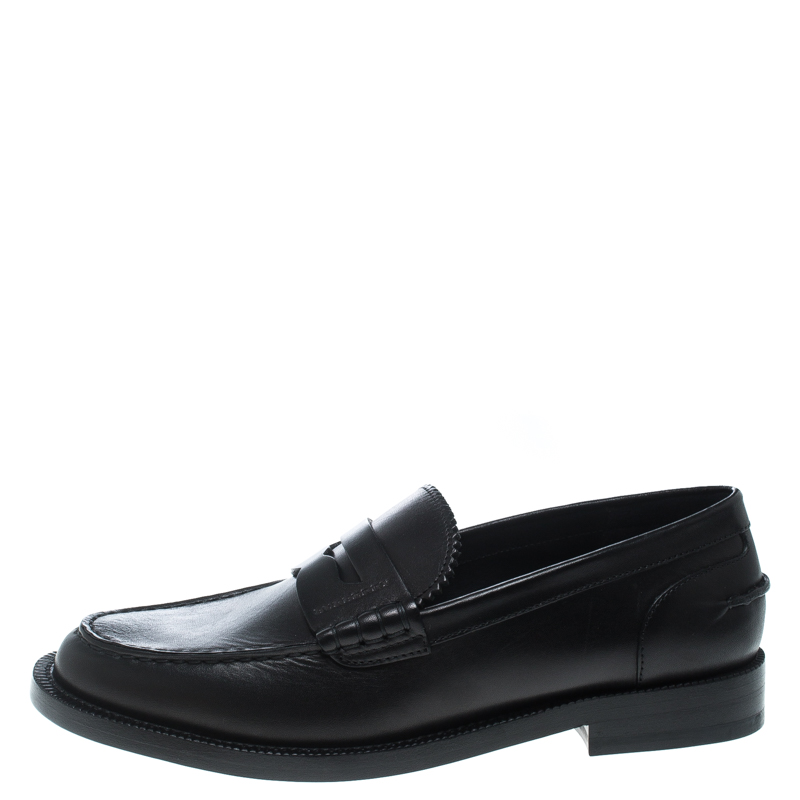 

Burberry Black Leather Bedmont Penny Loafers Size