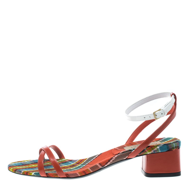 

Burberry Two Tone Color Block Leather Anthea Cross Strap Open Toe Sandals Size, Multicolor
