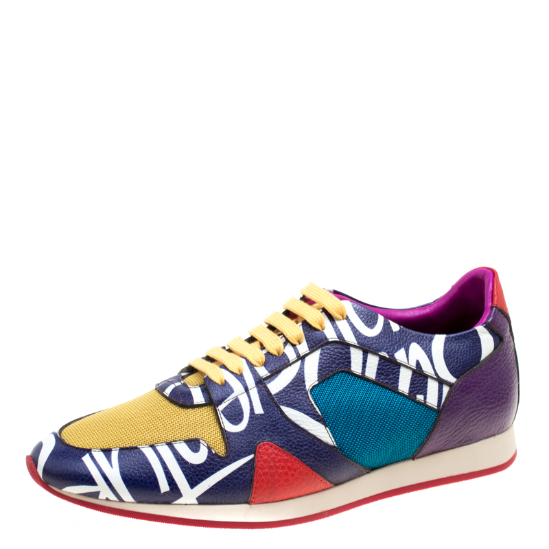 Burberry Prorsum Multi Colorblock Leather Writer Print and Canvas The Field  Sneakers Size 43 Burberry | TLC