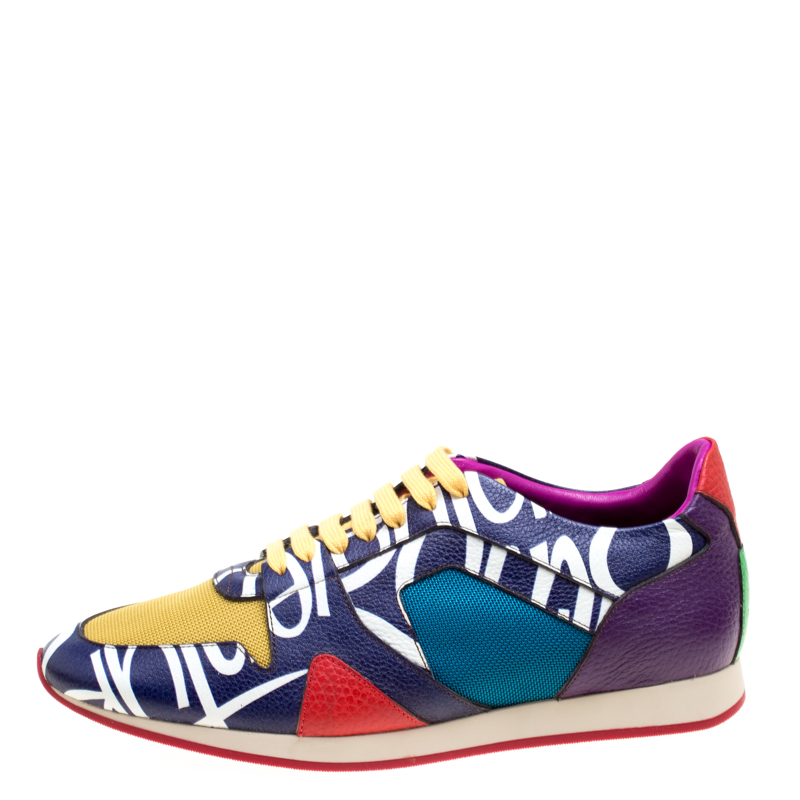 

Burberry Prorsum Multi Colorblock Leather Writer Print and Canvas The Field Sneakers Size, Multicolor