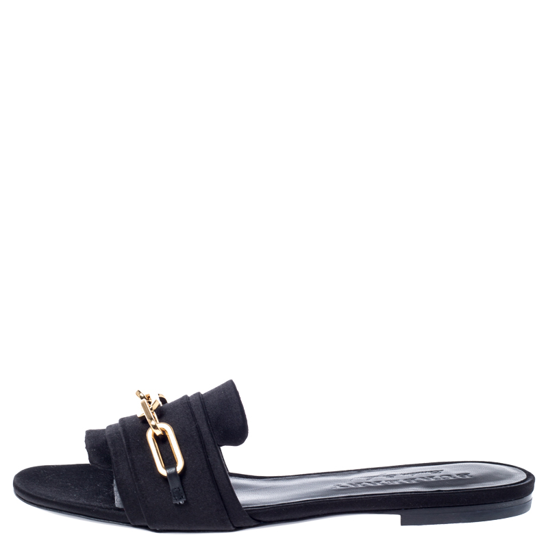 

Burberry Black Satin Coleford Flat Slides Size