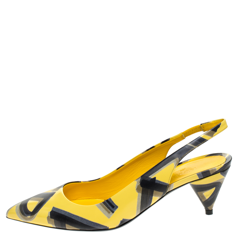 

Burberry Yellow/Black Leather Morson Slingback Sandals Size