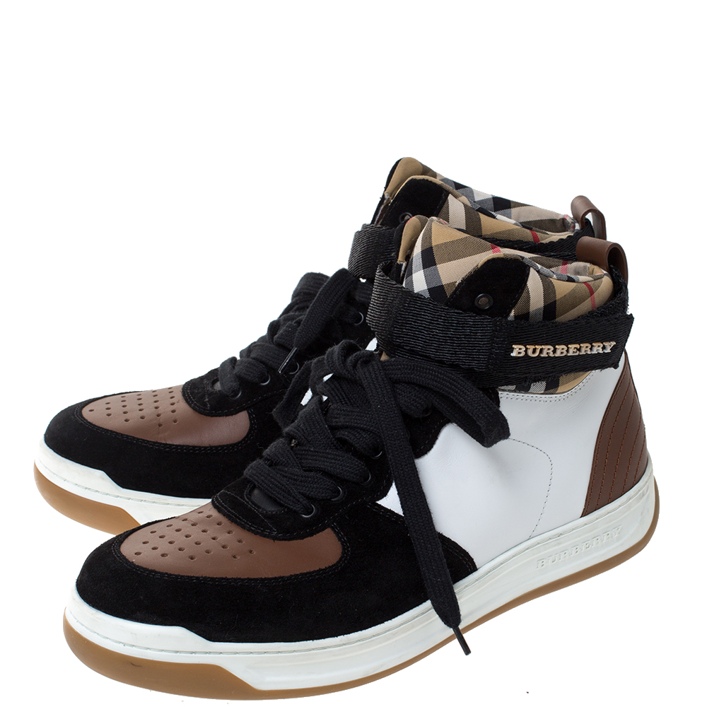 Burberry Multicolor Leather, Suede and Canvas Vintage Check Dennis High ...