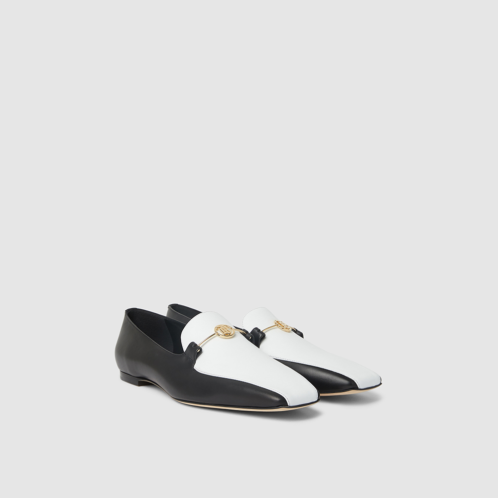 

Burberry Multicoloured Almerton Two-Tone Leather Loafers Size IT, Black