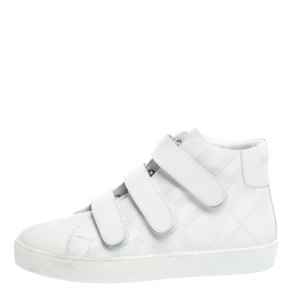

Burberry White Leather Sturrock High Top Sneakers Size