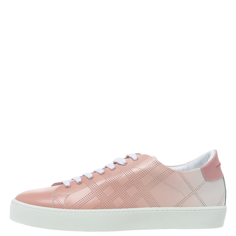 

Burberry Pink Perforated Leather Westford Low Top Sneakers Size