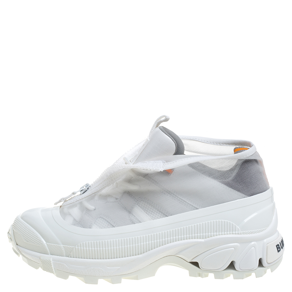 

Burberry White Mesh And Leather Arthur Low Top Sneakers Size