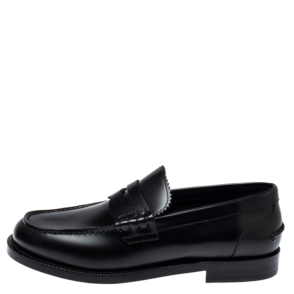 

Burberry Black Leather Bedmont Penny Loafers Size