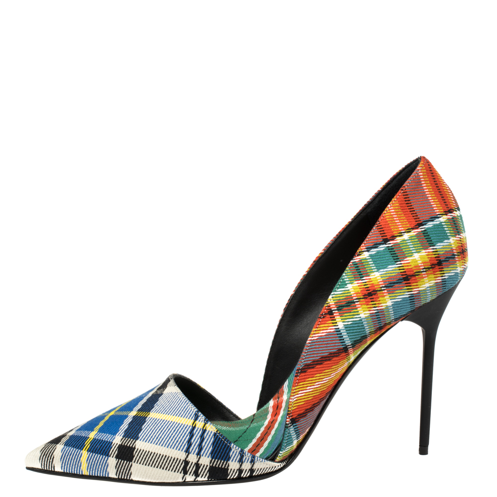 

Burberry Multicolor Canvas Virna D'orsay Pointed Toe Pumps Size
