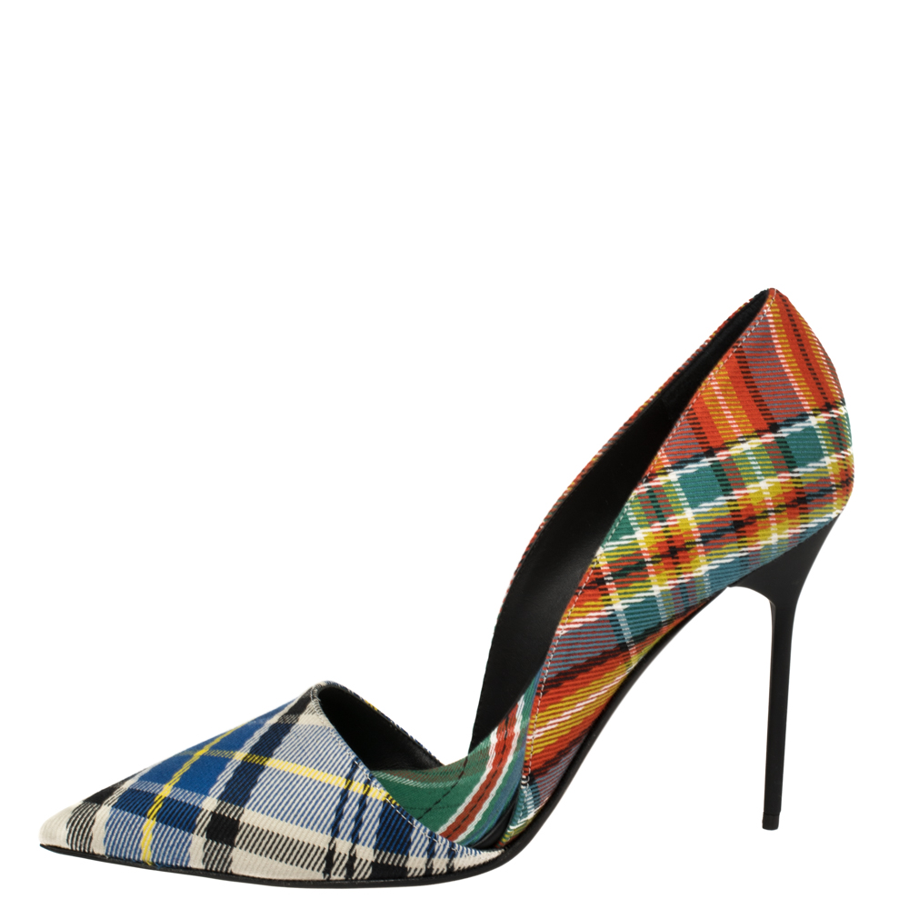 

Burberry Multicolor Canvas Virna D'orsay Pointed Toe Pumps Size