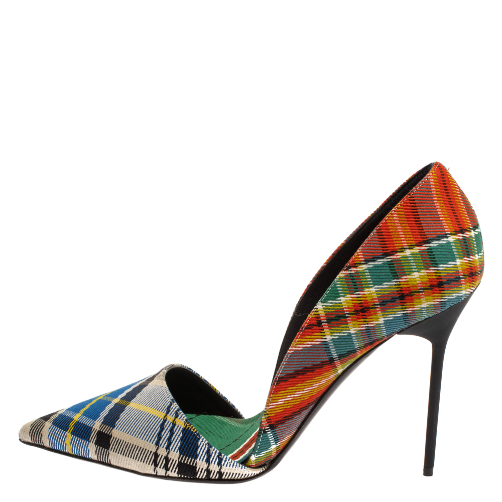 

Burberry Multicolor Canvas Virna D'orsay Pointed Toe Pumps Size