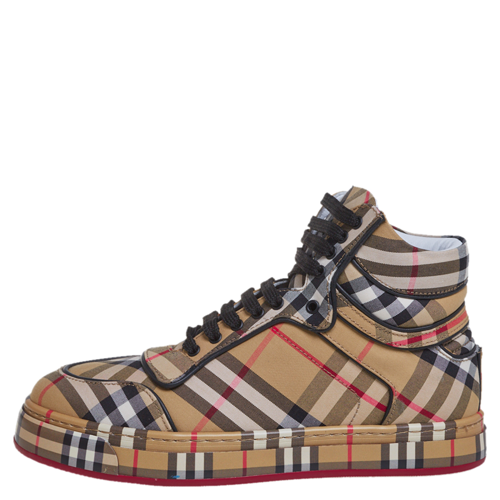 

Burberry Multicolor Vintage Check Fabric Redford High Top Sneakers Size