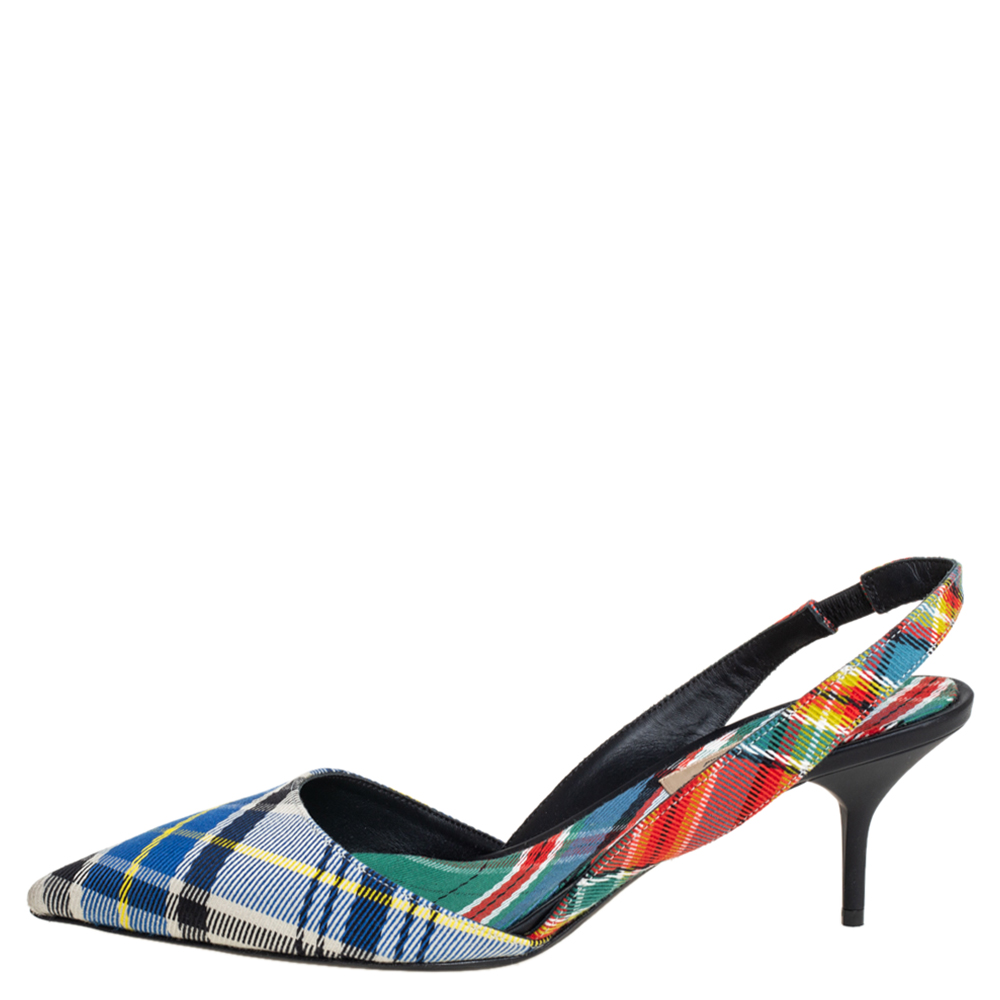 

Burberry Multicolor Canvas Annice Tartan Singback Sandals Size