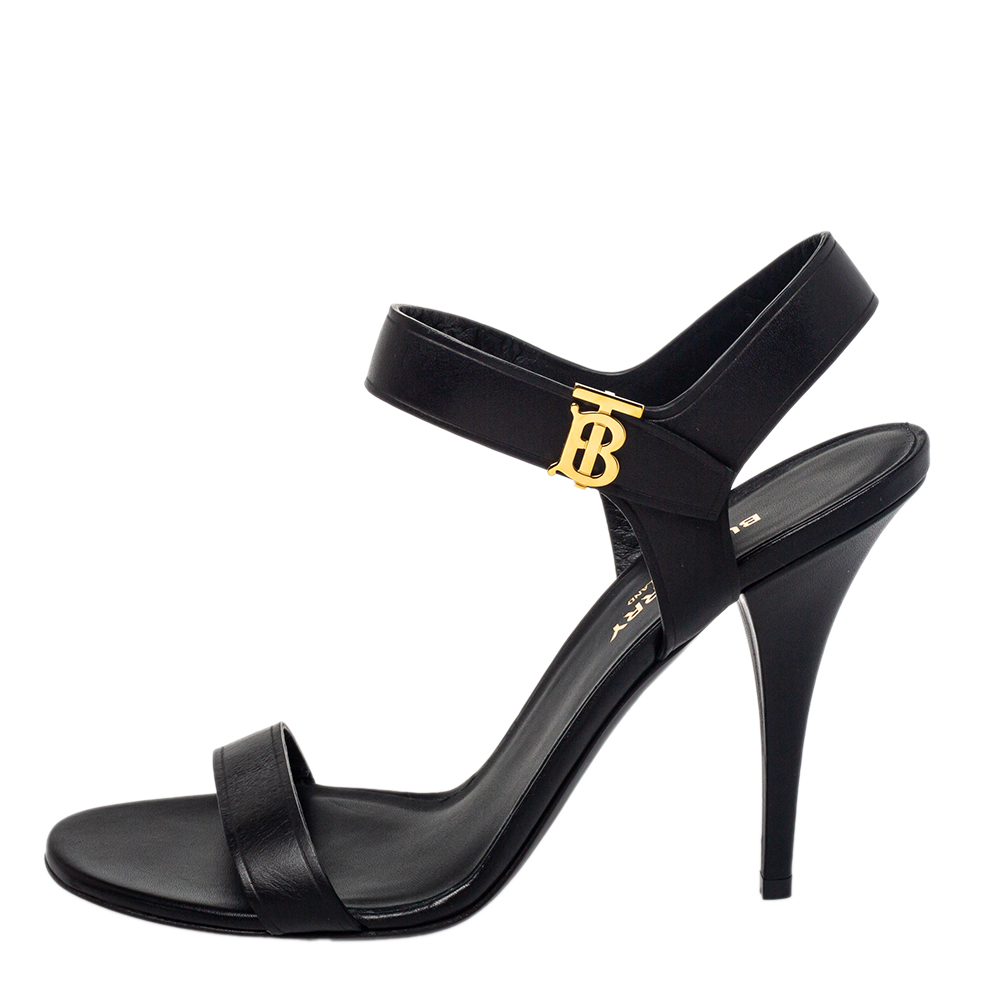 

Burberry Black Leather Ankle Strap Sandals Size