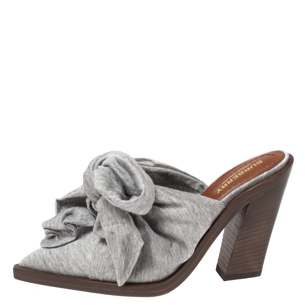 

Burberry Grey Fabric Tillington Mules Size