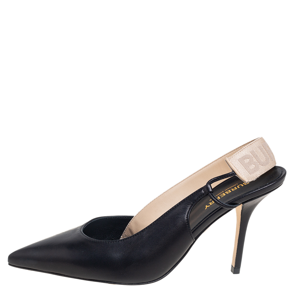 

Burberry Black Leather Maria Slingback Pumps Size