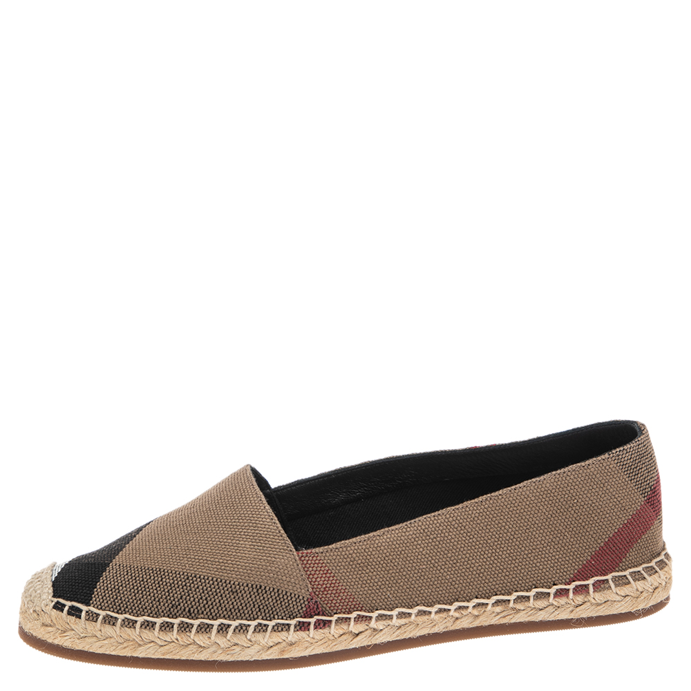 

Burberry Brown Canvas House Check Espadrilles Flats Size