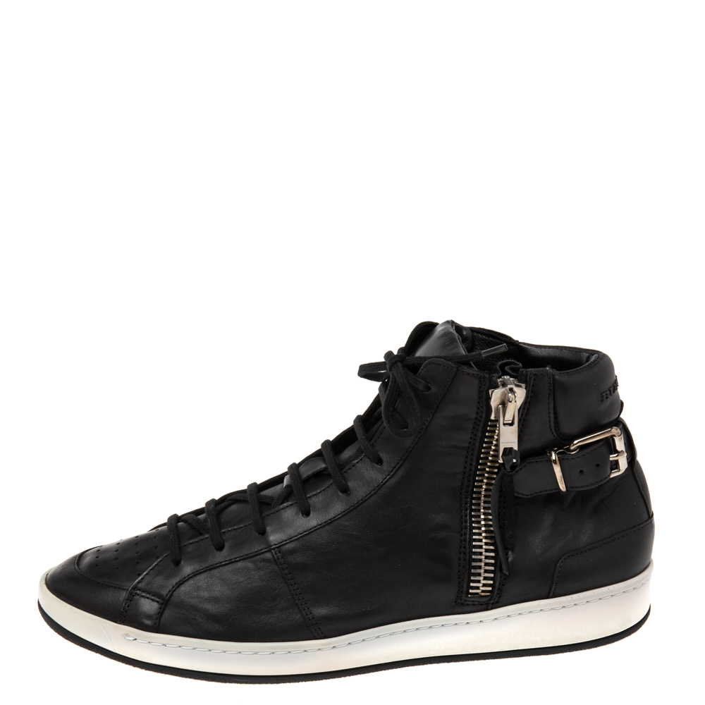 

Burberry Black Leather Goxhill Zip High Top Sneakers Size
