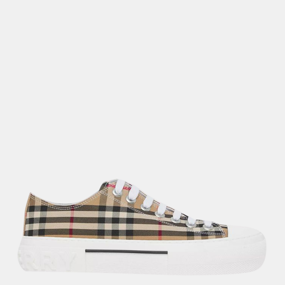 

Burberry Brown/Beige Check Jack Low Sneakers EU