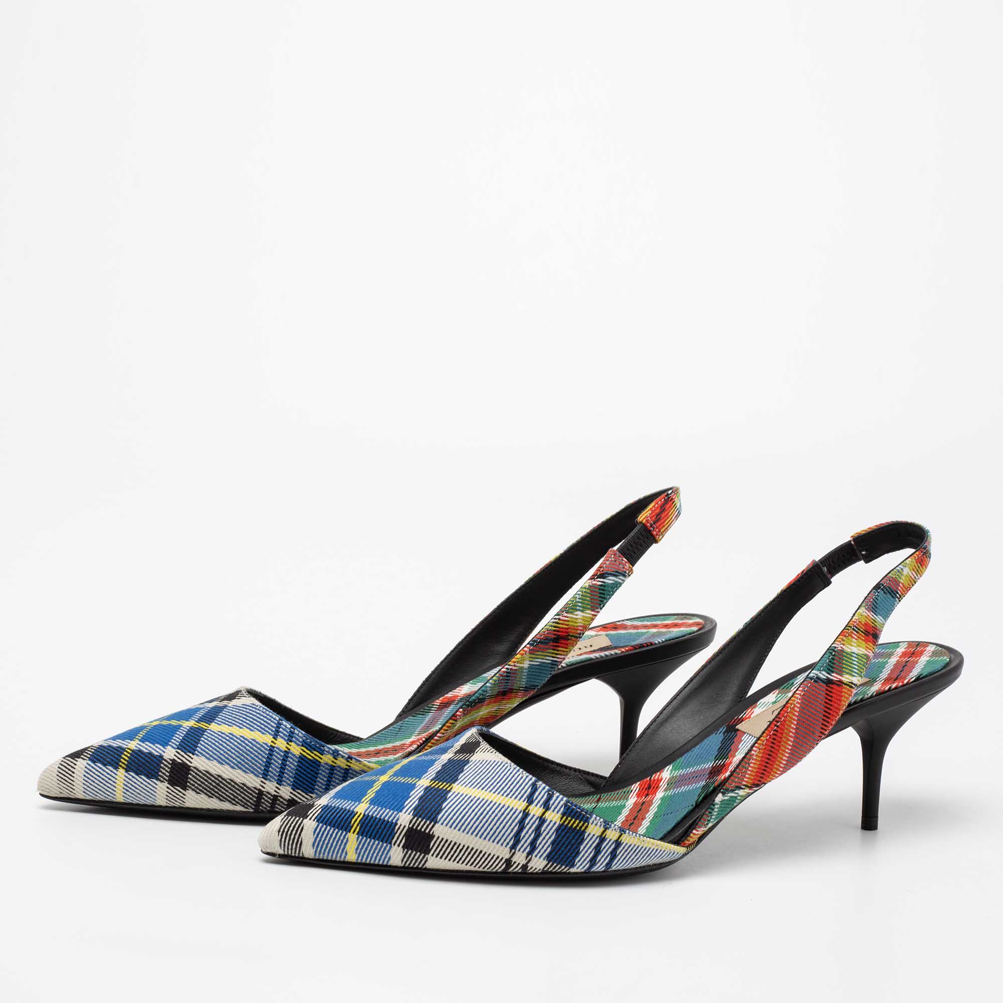 

Burberry Multicolor Canvas Slingback Pumps Size