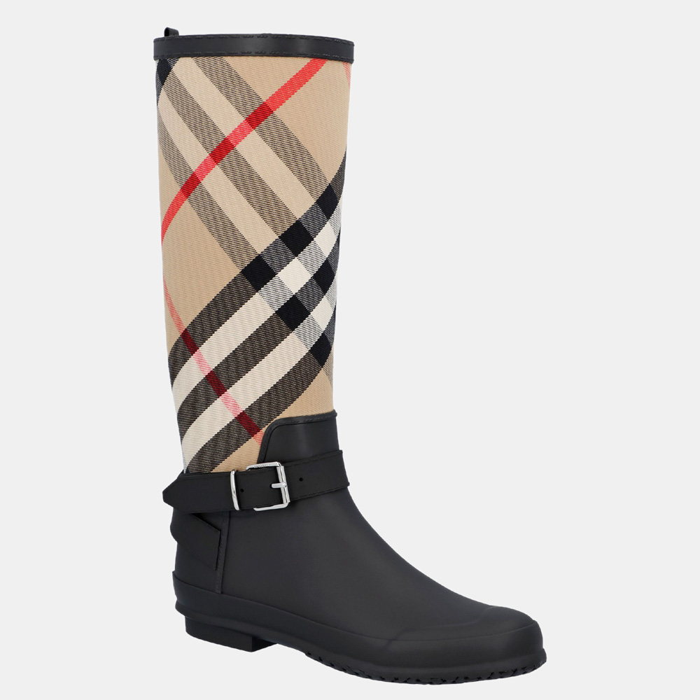 

Burberry Black/Brown House Check Panel Rain Boots Size EU