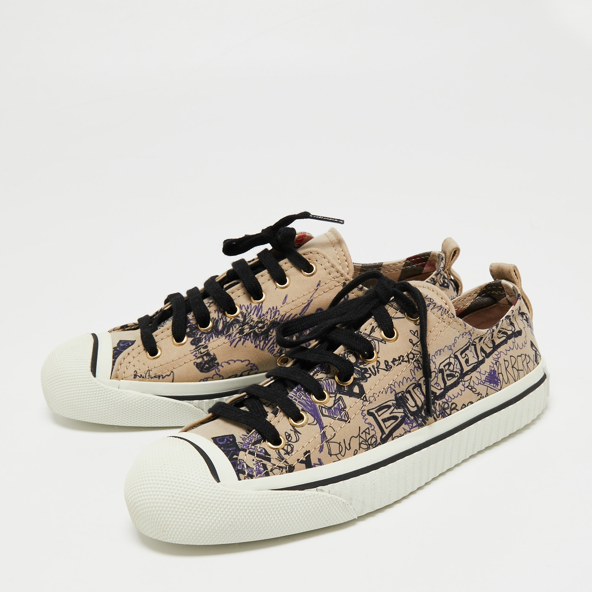 

Burberry Brown Canvas Kingly Sneakers Size