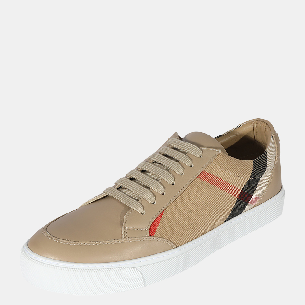 

Burberry Tan House Check & Leather Sneaker UK 5 EU