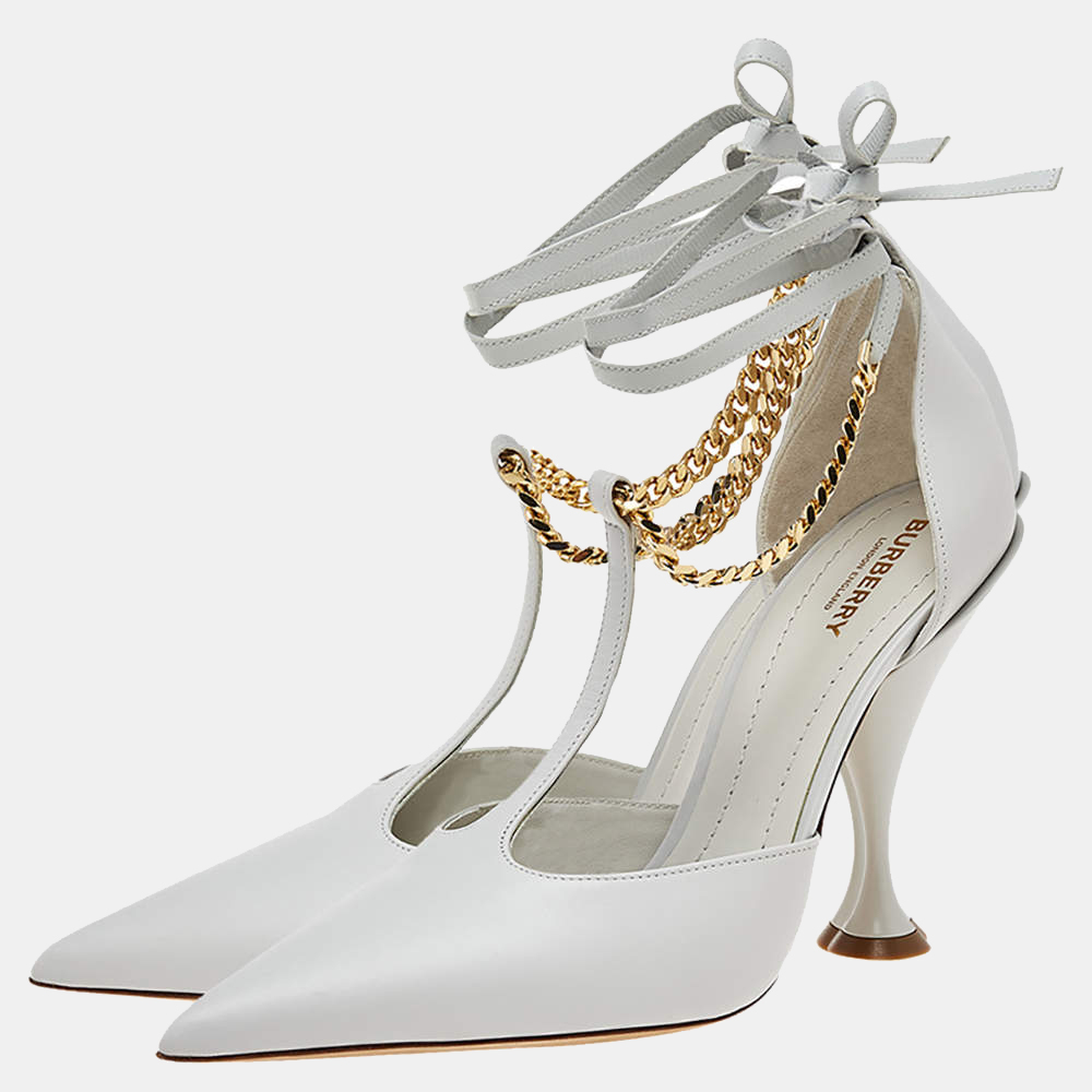 

Burberry Grey Leather Ankle Strap Pumps Size