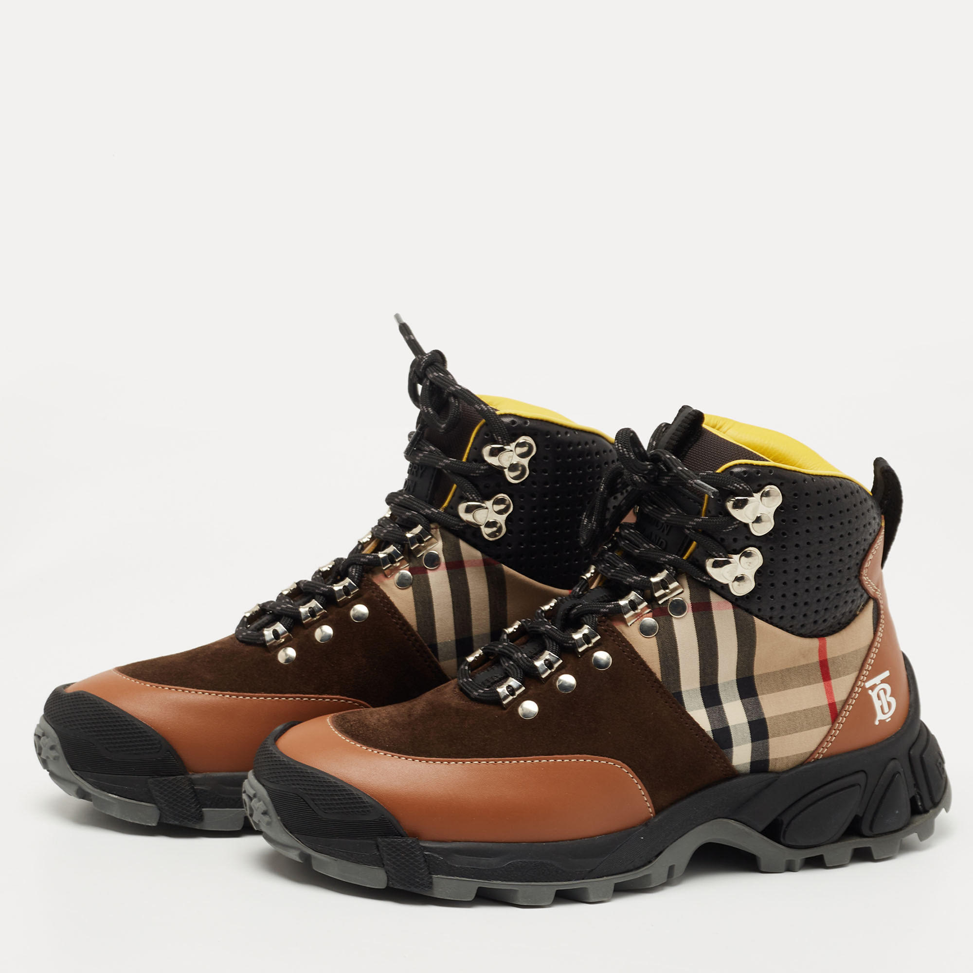 

Burberry Multicolor Leather and Suede Tor Hiking Boots Size