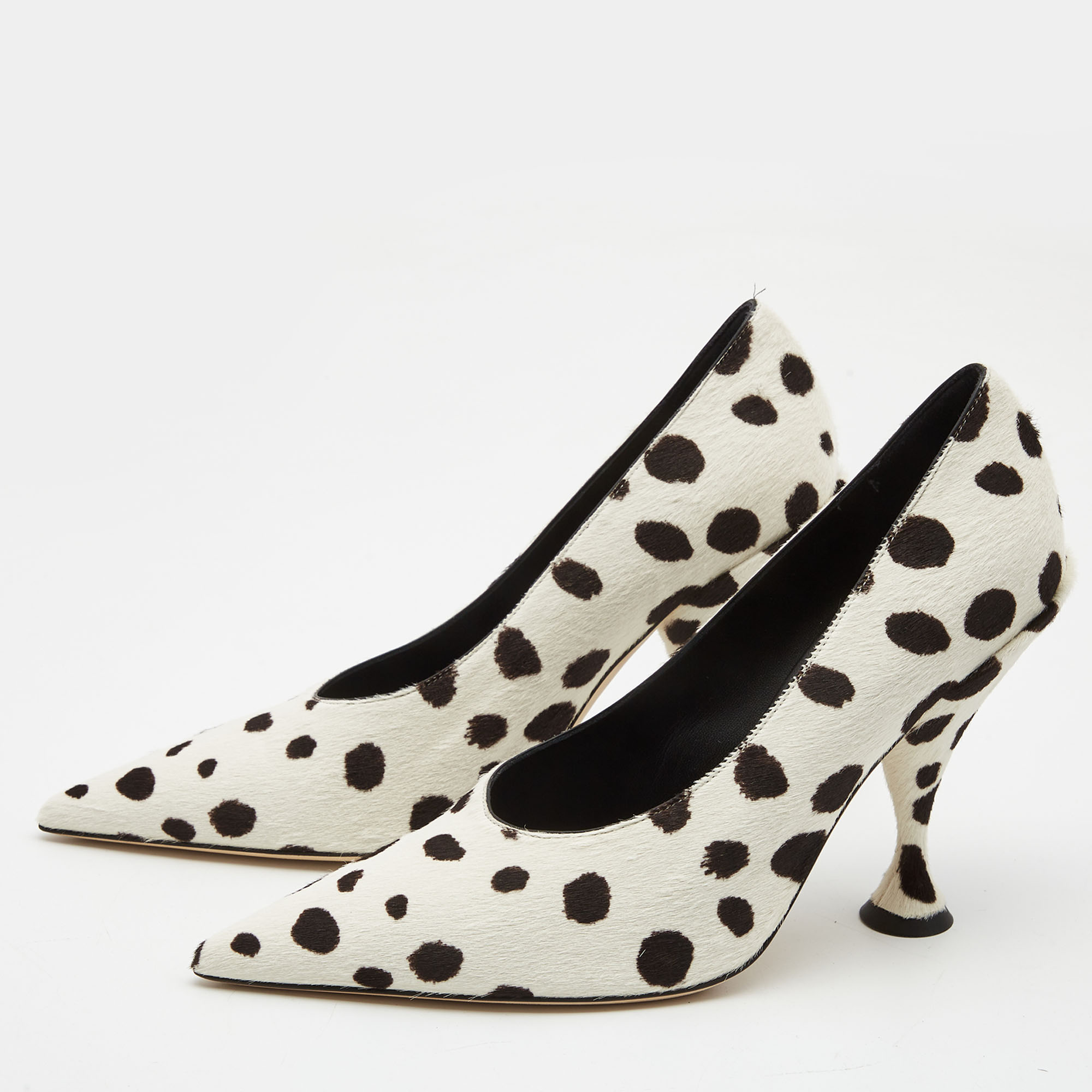 

Burberry White/Black Calf Hair Dalmatian Print Point Toe Pumps Size