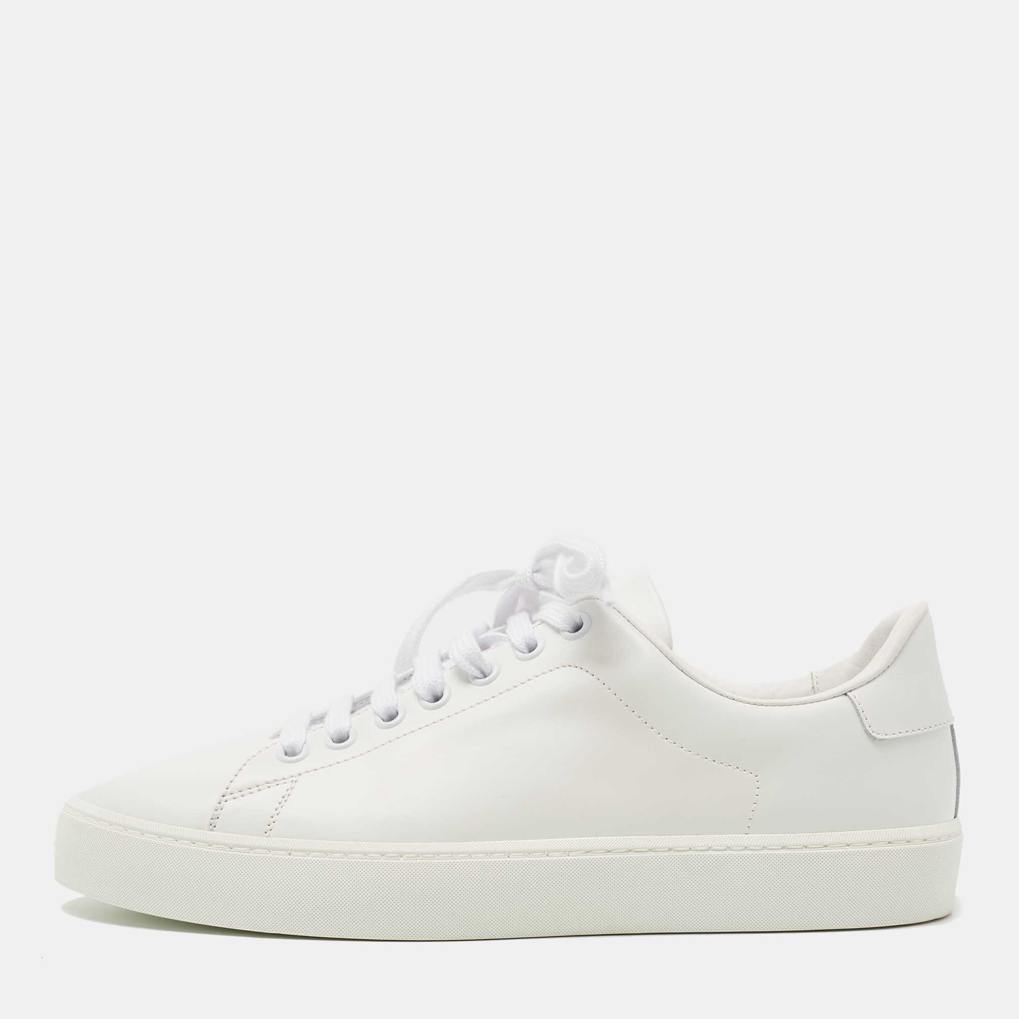 مملوكة مسبقًا Burberry White Leather Lace Up Sneakers Size 39