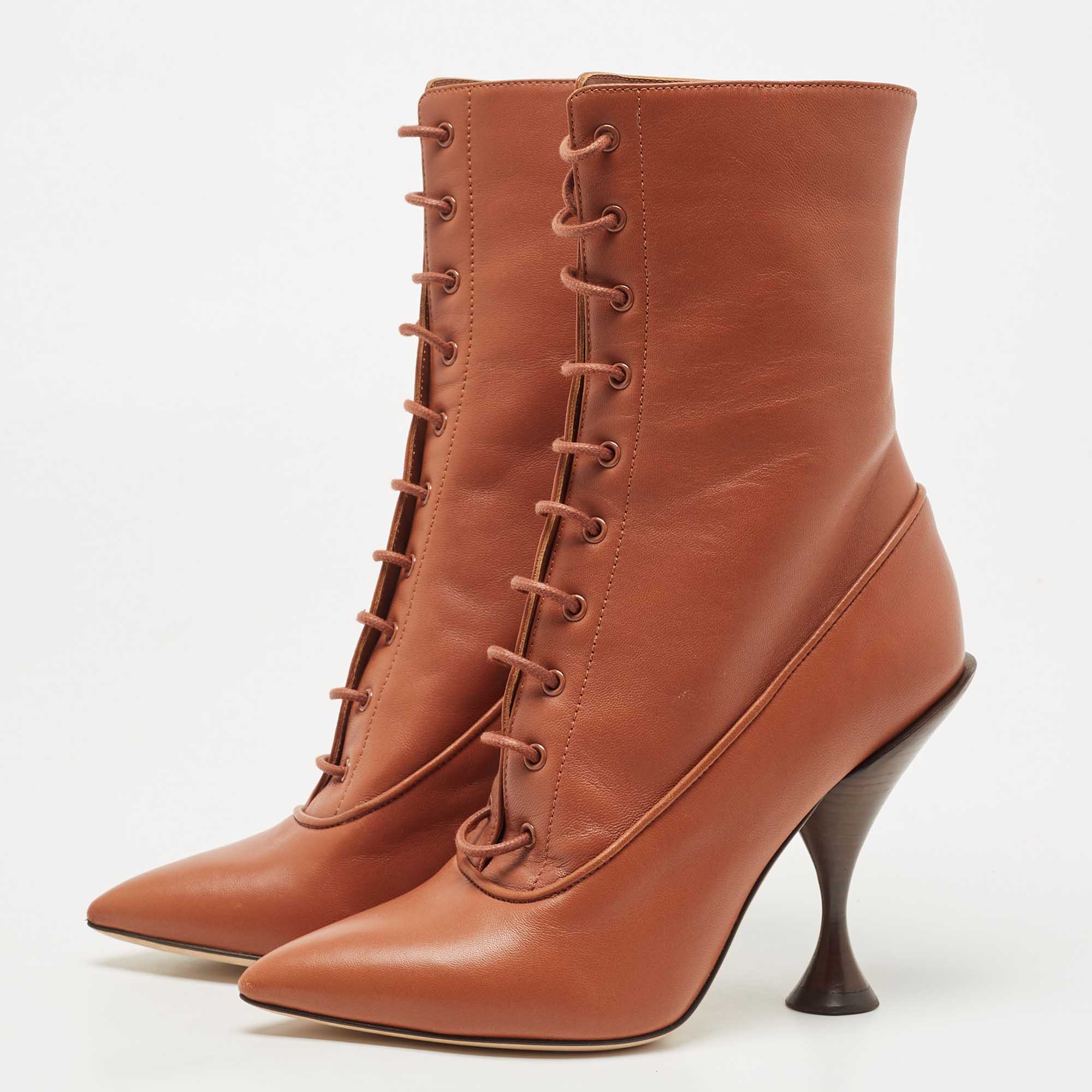 

Burberry Brown Leather Mid Calf Boots Size