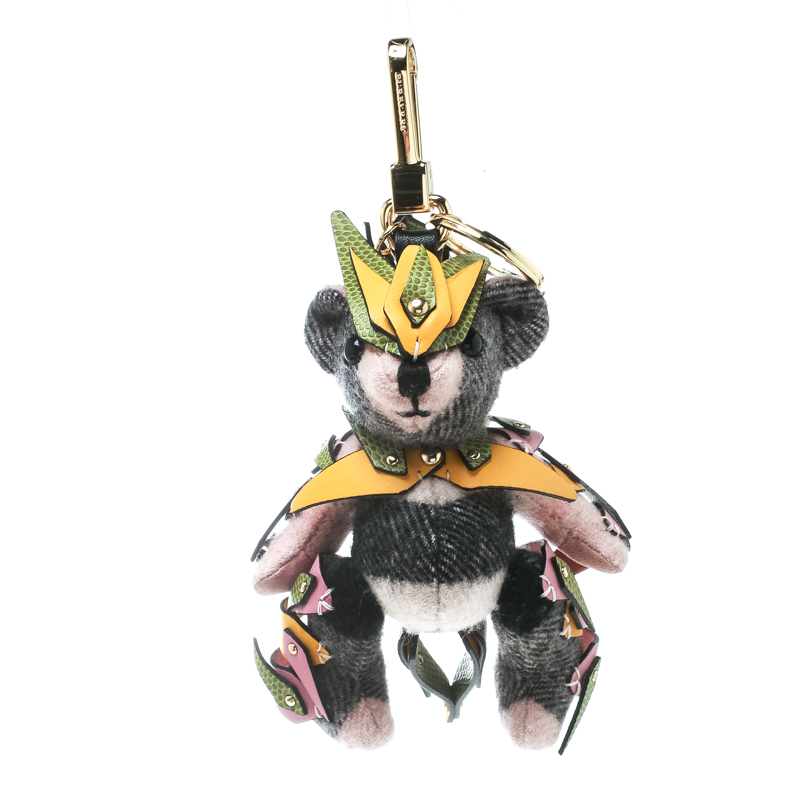 Burberry Multicolor Wool and Leather Thomas Armour Bear Key Ring / Bag Charm