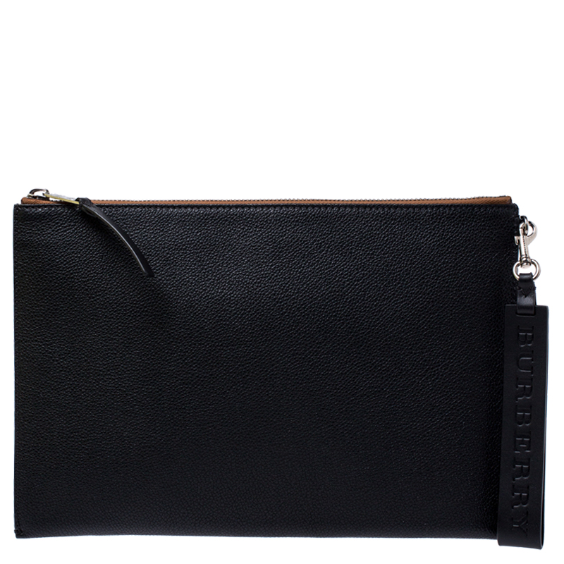 Pre Owned حافظة مستندات بربري جلد سوداء