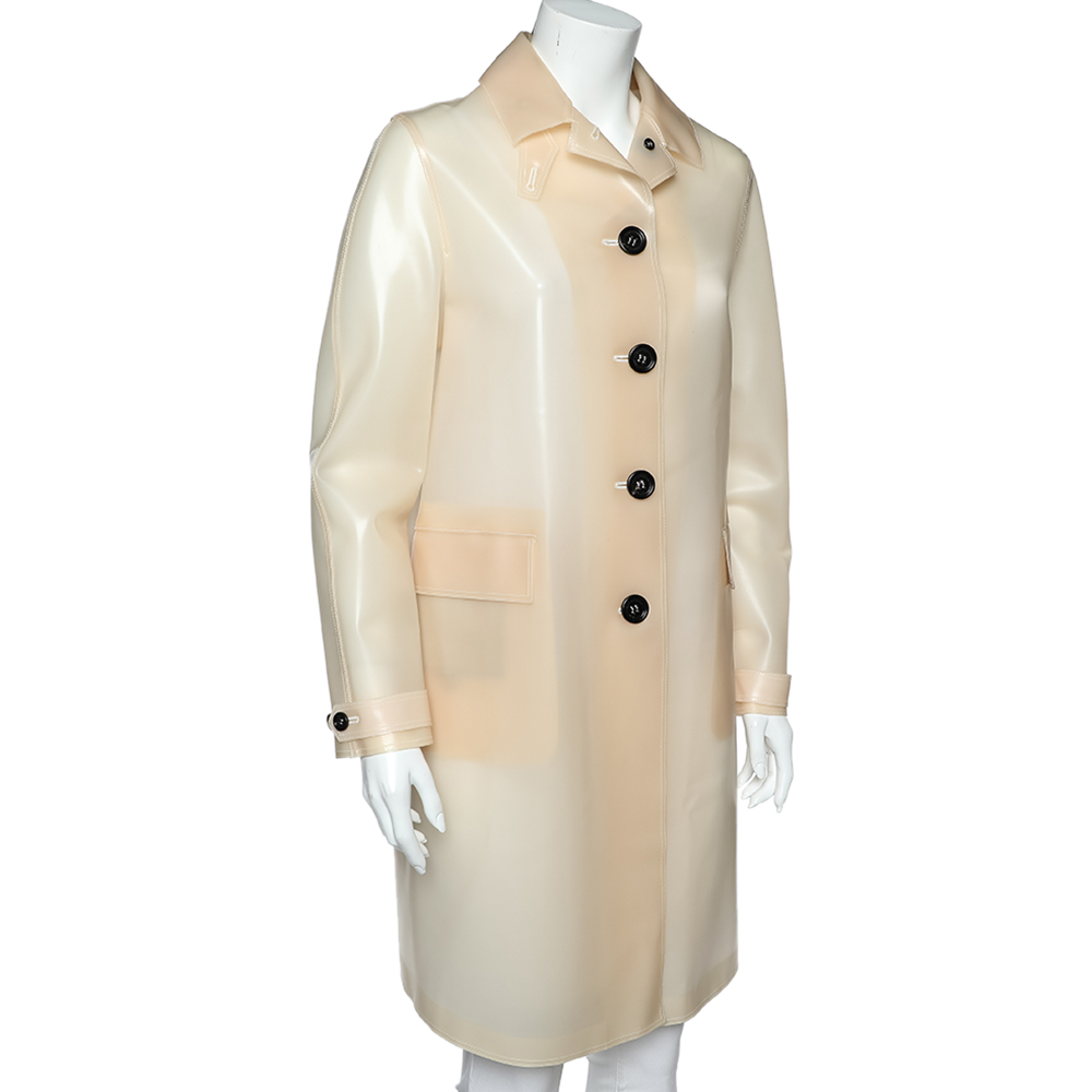 

Burberry Prorsum Cream Sheer PVC Trench Coat