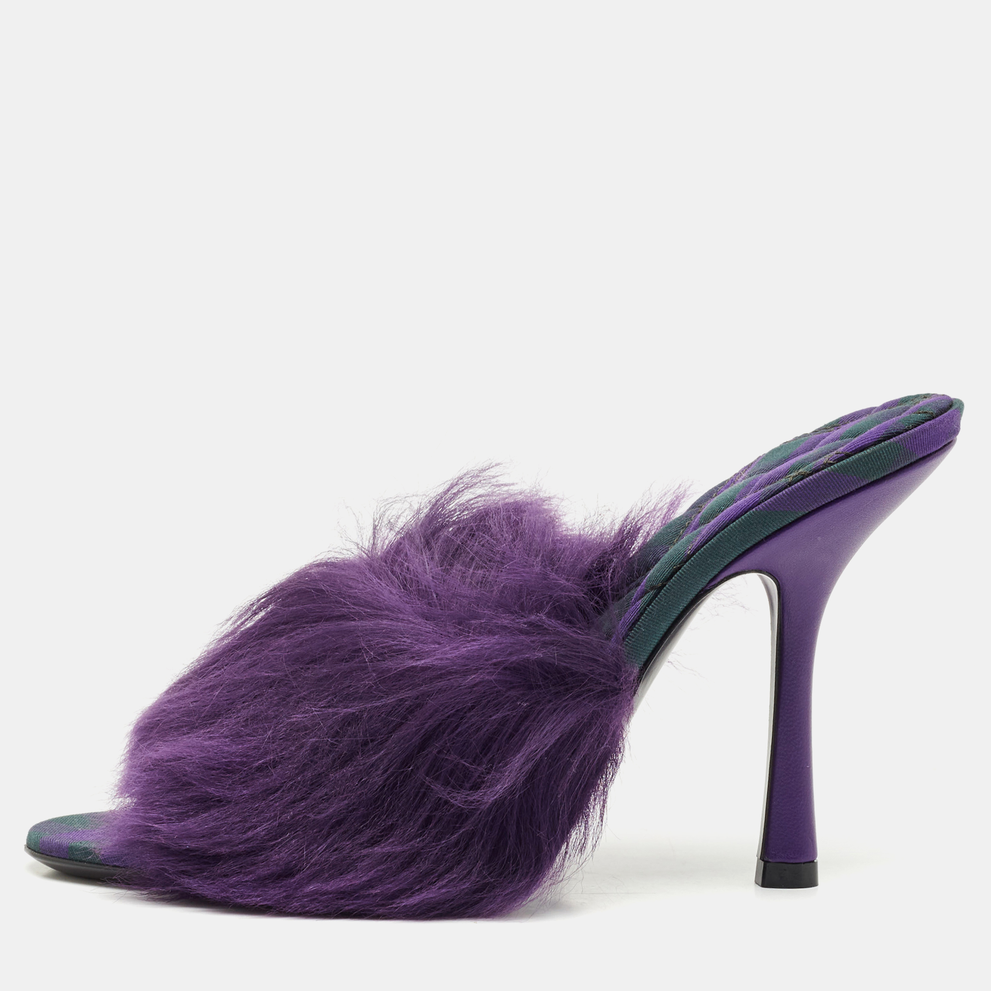 Pre-owned Burberry Prorsum Purple Shearling Fur Slide Sandals Size 36