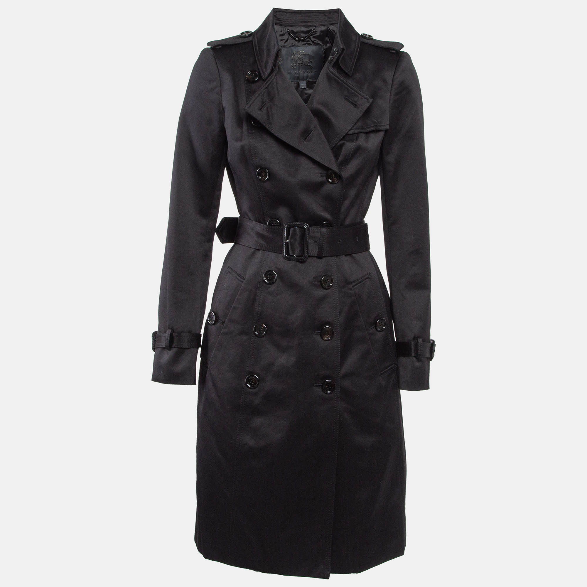 

Burberry Prorsum Black Cotton Double Breasted Trench Coat M