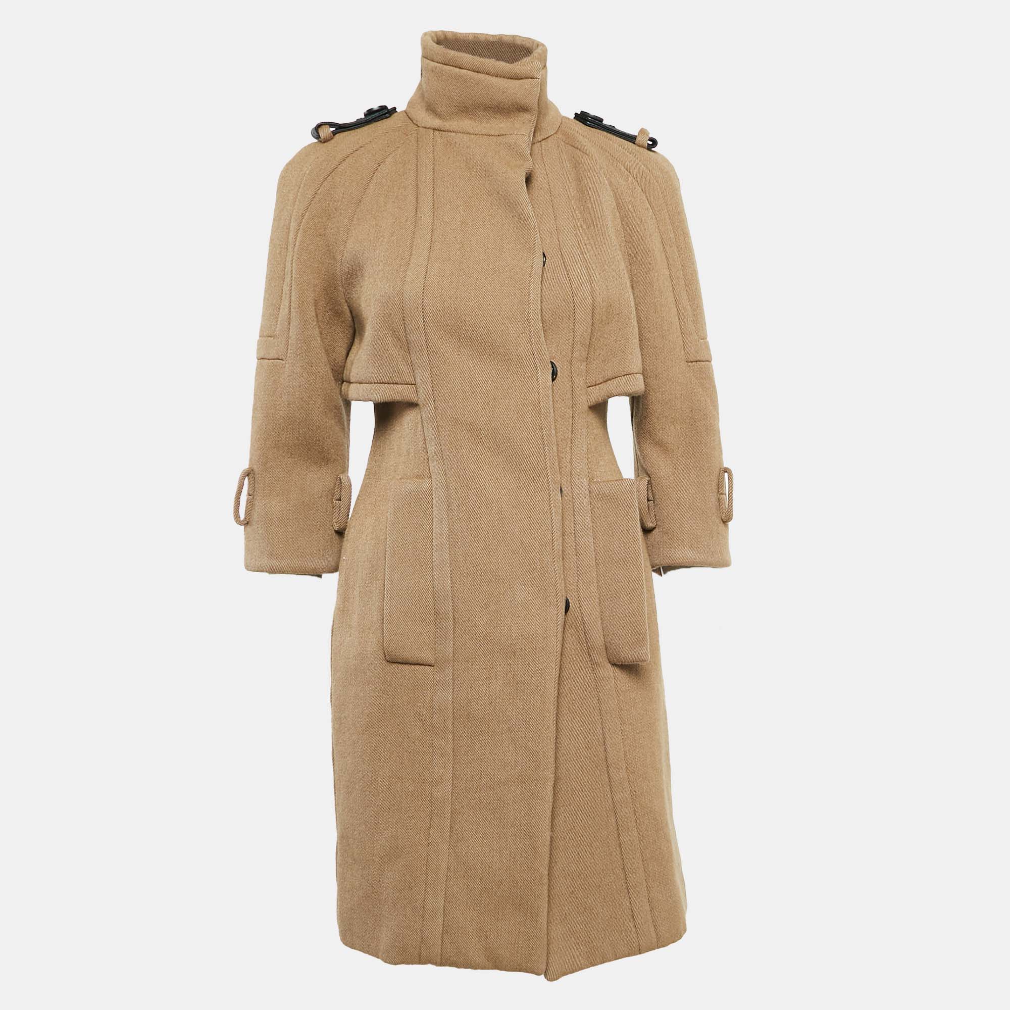 

Burberry Prorsum Beige Wool Drill Mid-Length Coat XS, Brown