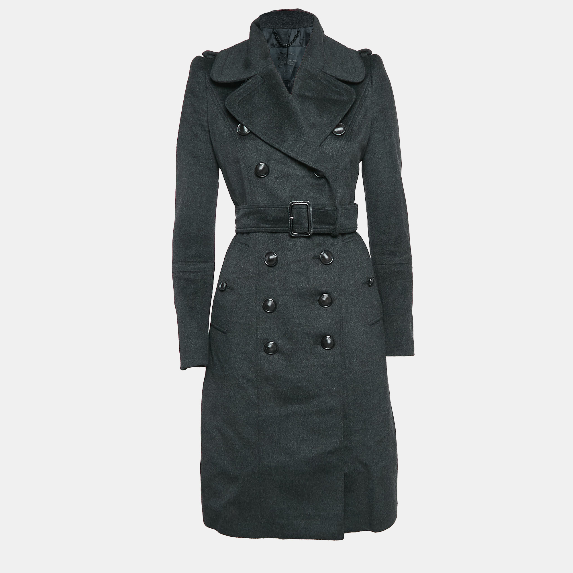 

Burberry Black Wool Felt Double Breasted Coat S