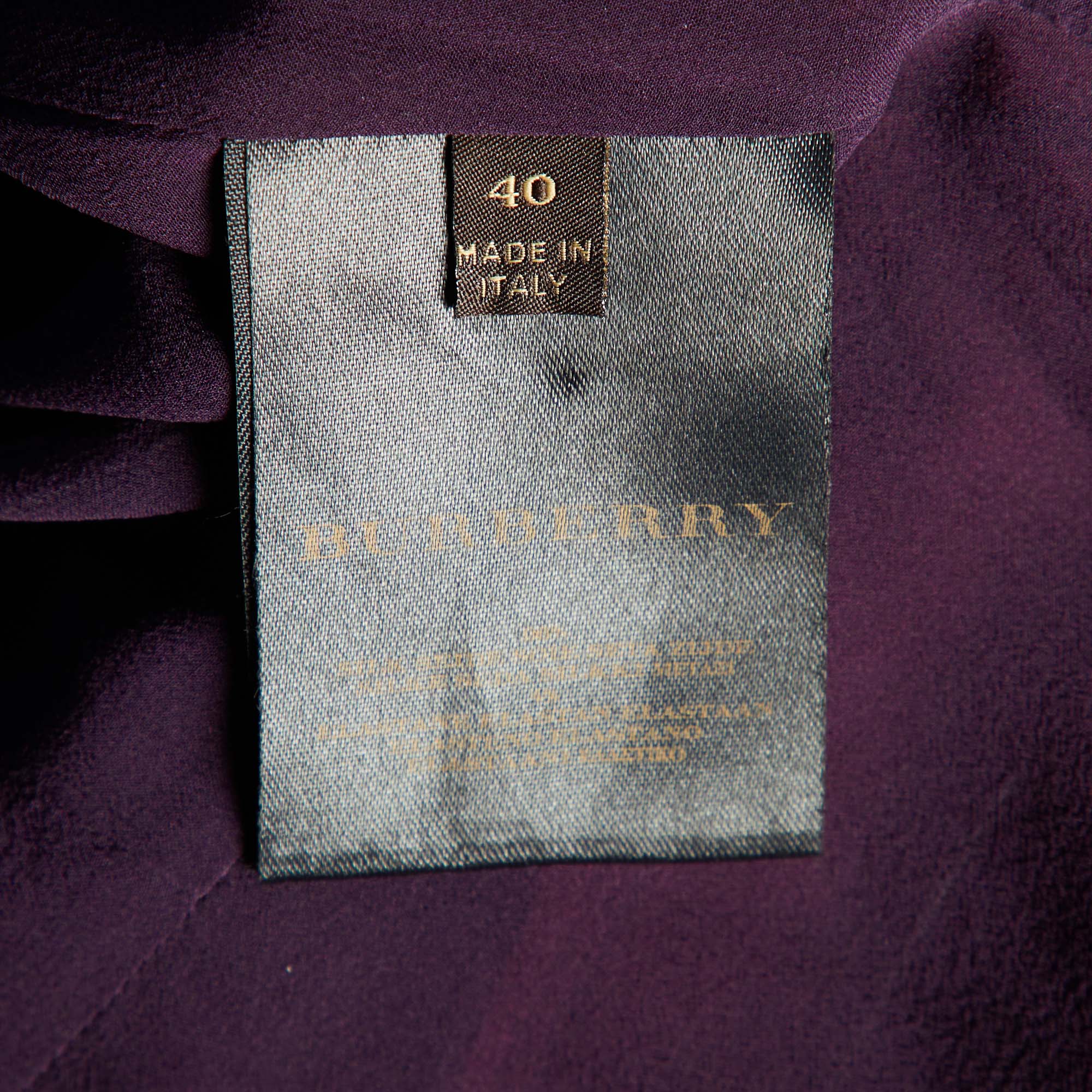 Burberry Prorsum Vintage Purple Silk Crepe Ruched Midi Dress S 