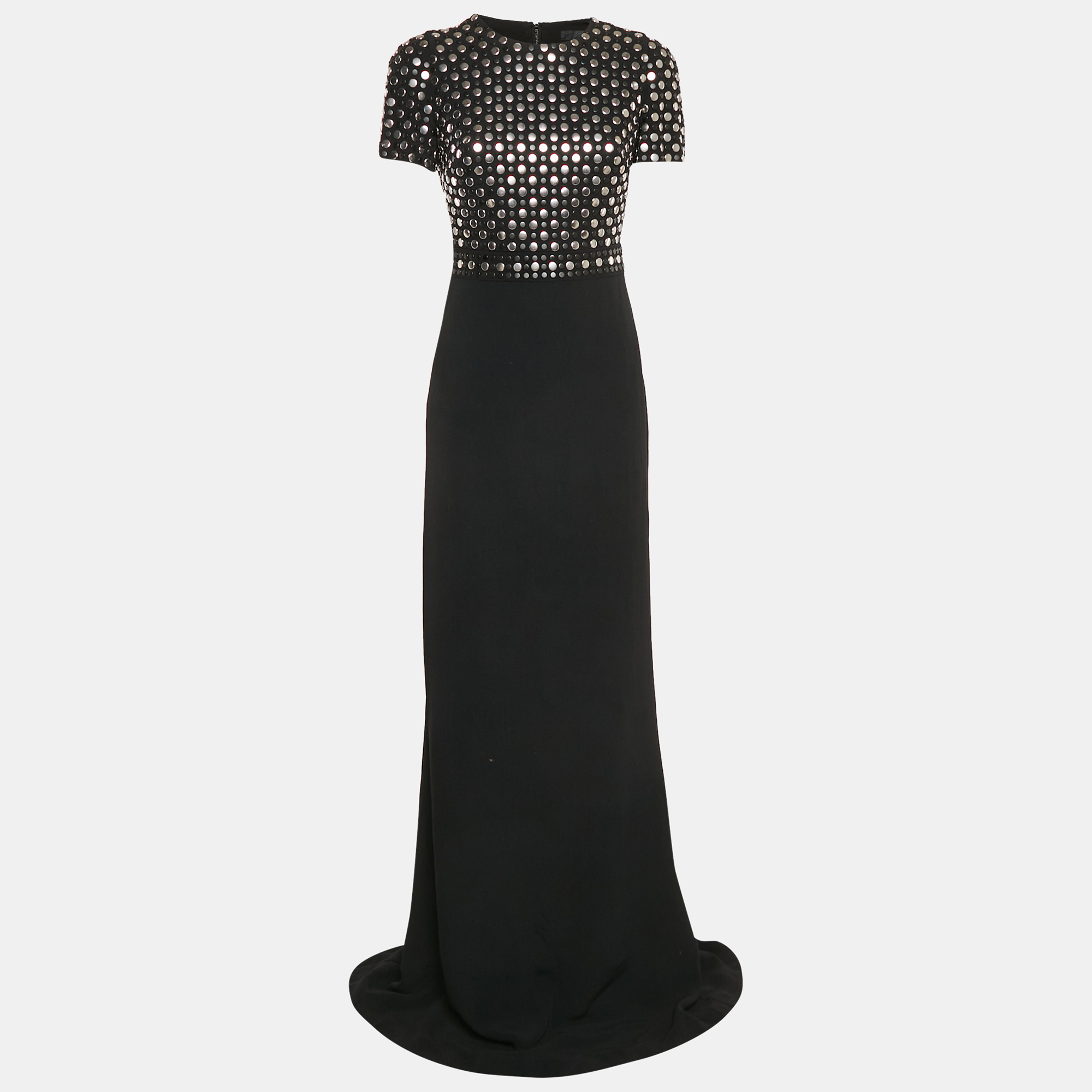 

Burberry Prorsum Black Studded Crepe Gown S