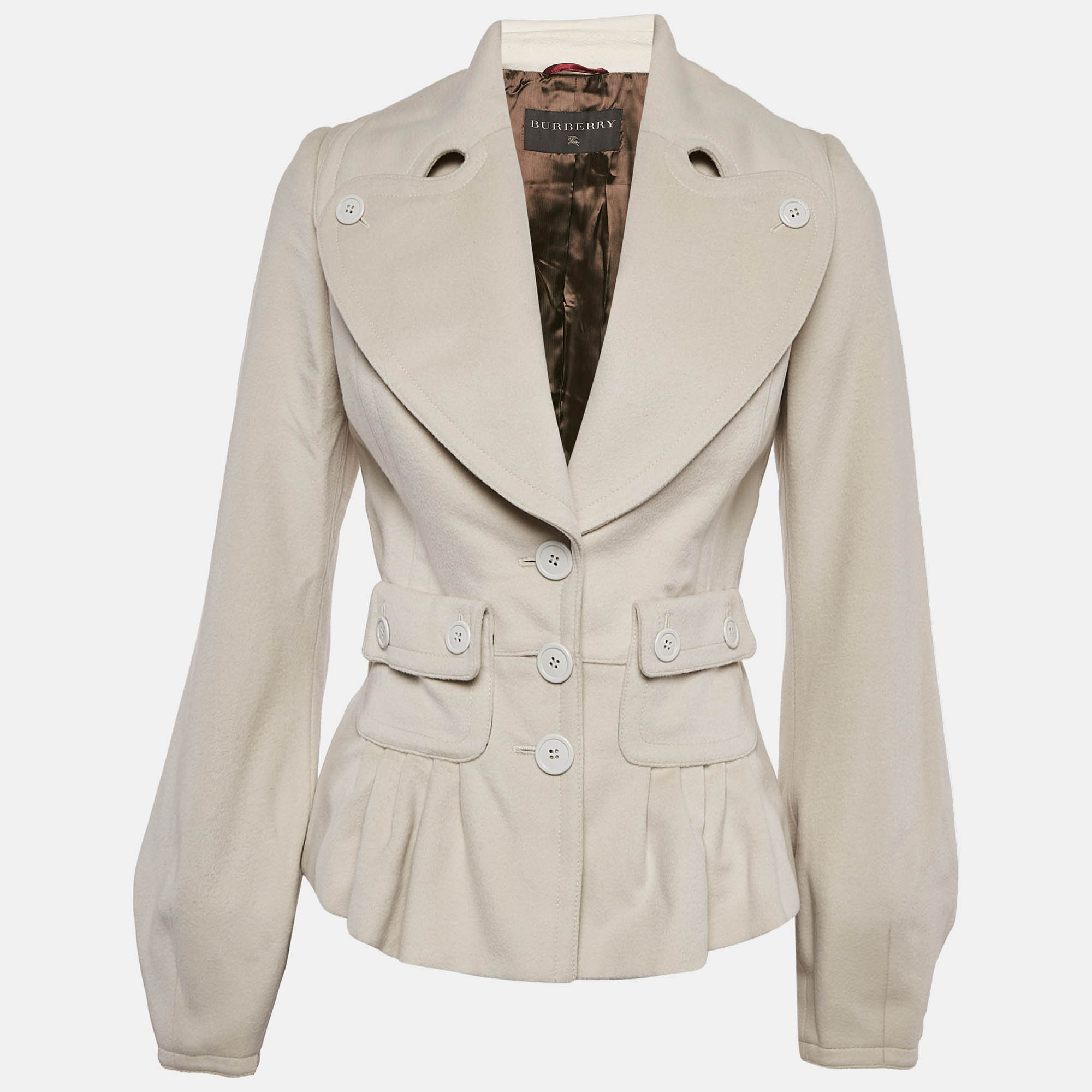 

Burberry Prorsum Light Beige Button Front Pleated Jacket S