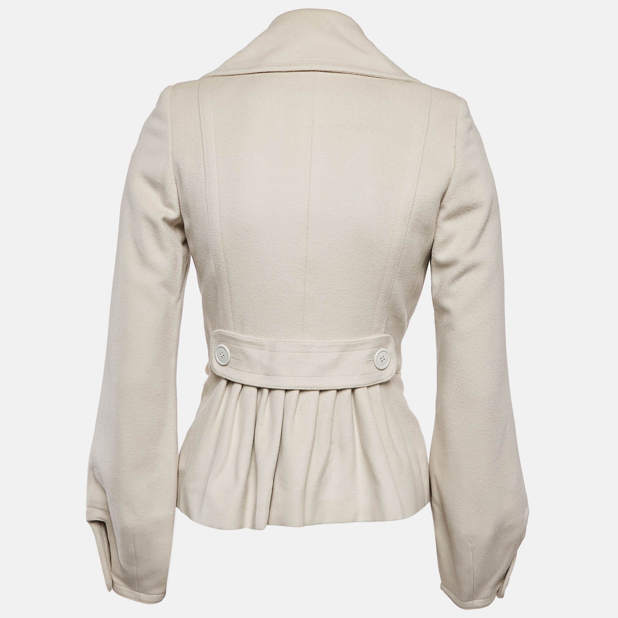 Burberry Prorsum Light Beige Button Front Pleated Jacket S 